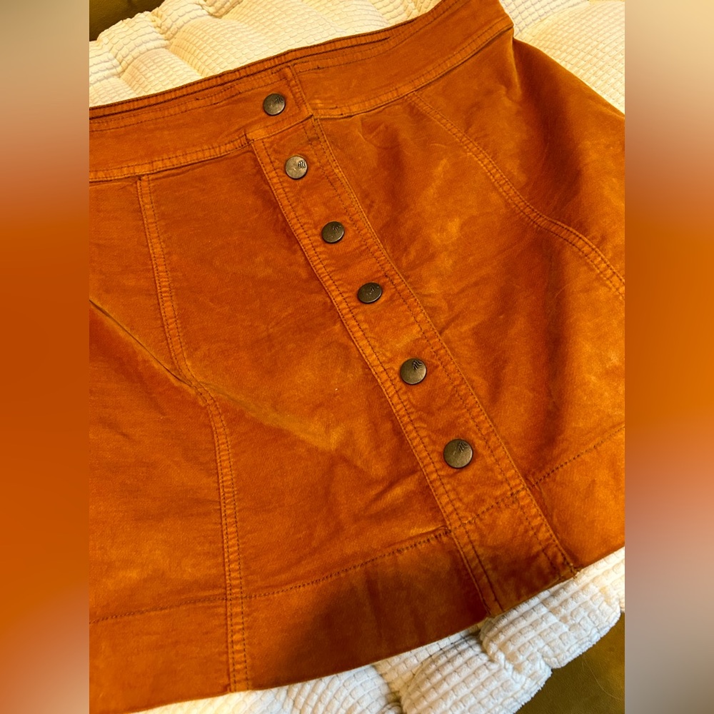 Madewell rust color velvet button up skirt